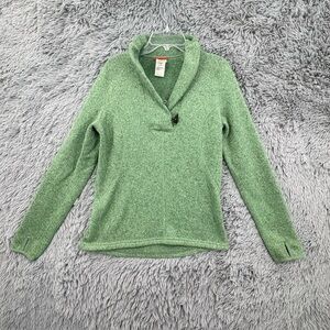 North Face Pullover Womens Medium Shawl Collar Crescent Ridge Fleece Green